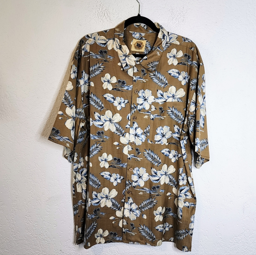 Pusser's West Indies Men's Casual Button Down Shirt Size Large Silk Cotton Blend